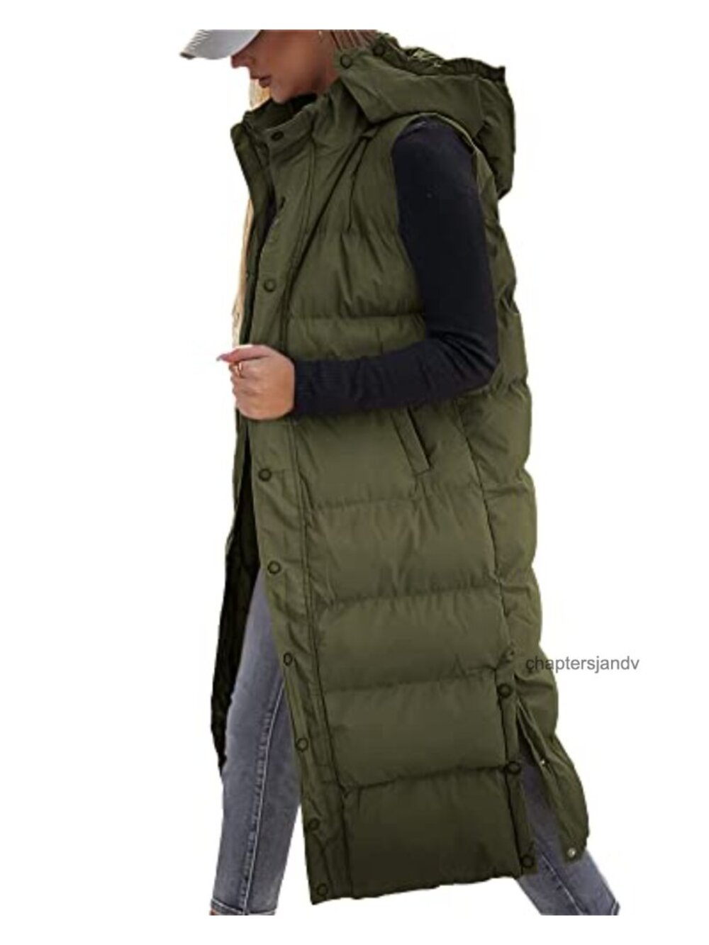 Women's Long Quilted Puffer Vest Hooded Sleeveless Zip Up Warm Winter Outerwear